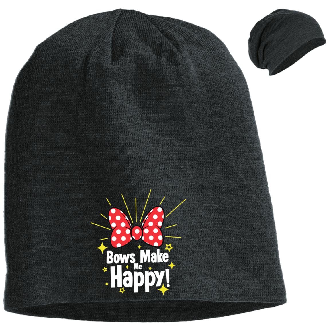 Bows Make Me Happy - Embroidered District Slouch Beanie