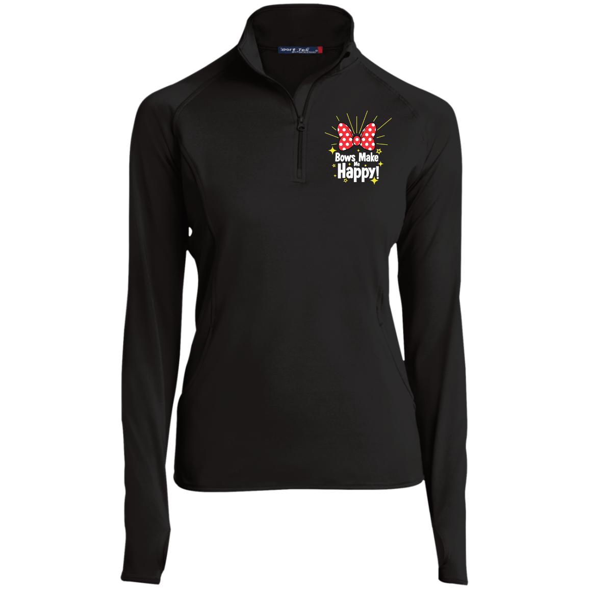 Bows Make Me Happy - Embroidered Sport-Tek Women's 1/2 Zip Performance Pullover