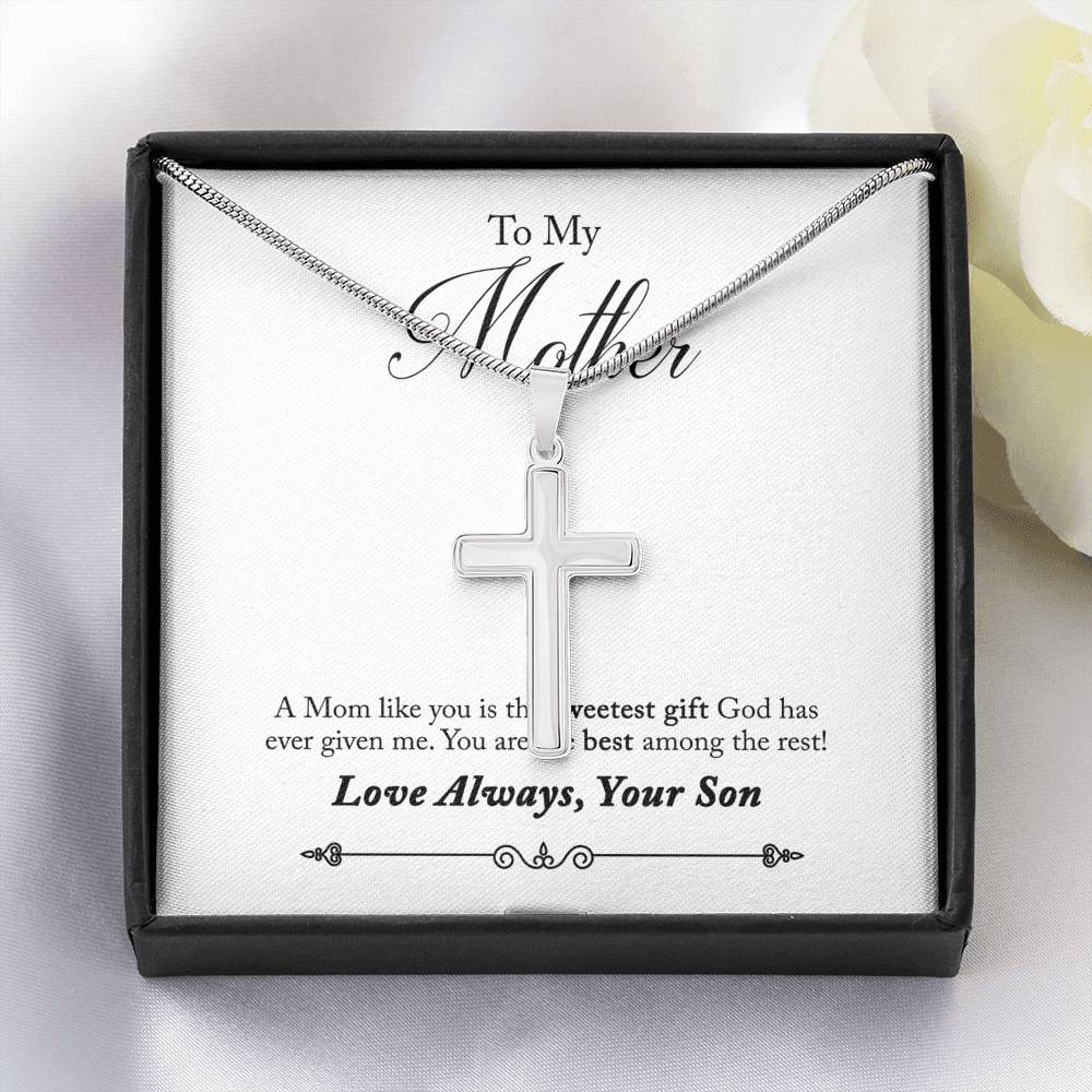 Cross Necklace, To My Mother From Son, Sweetest Gift God Has Given
